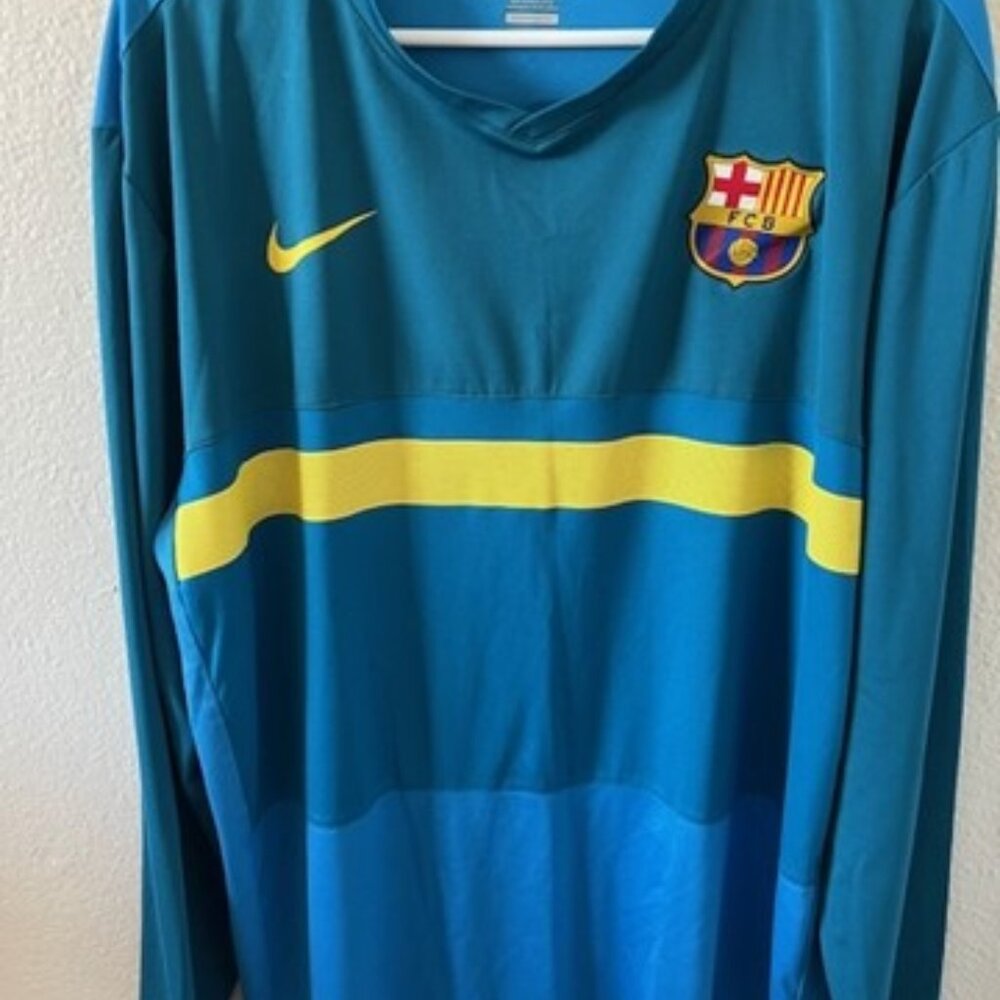 Nike Barcelona Soccer Jersey Teal Long Sleeve
